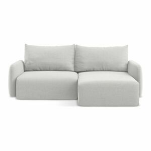 Világosszürke bársony kinyitható-tárolóhelyes sarokkanapé (jobb oldali-heverő résszel) Kalena – Makamii kép