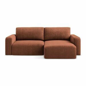 Terrakotta színű zsenília kinyitható-tárolóhelyes sarokkanapé (jobb oldali-heverő résszel) Kona – Makamii kép