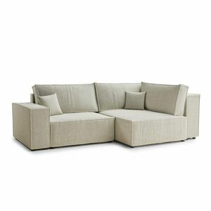 Krémszínű zsenília kinyitható-tárolóhelyes sarokkanapé (jobb oldali-L alakú) Tonga – Maison de Rêve kép