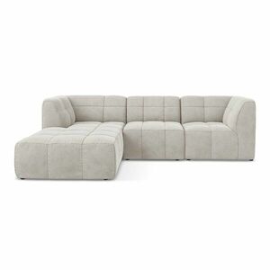 Bézs bársony sarokkanapé (bal oldali-heverő résszel) Aloha – Makamii kép