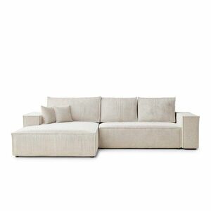 Krémszínű zsenília kinyitható-tárolóhelyes sarokkanapé (bal oldali-heverő résszel) Maze – Maison de Rêve kép