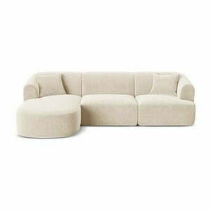 Bézs bársony sarokkanapé (bal oldali-heverő résszel) Campi – Cosmopolitan Design kép