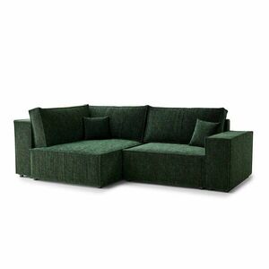 Sötétzöld zsenília kinyitható-tárolóhelyes sarokkanapé (bal oldali-L alakú) Tonga – Maison de Rêve kép