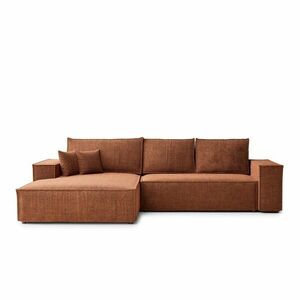 Rézszínű zsenília kinyitható-tárolóhelyes sarokkanapé (bal oldali-heverő résszel) Maze – Maison de Rêve kép