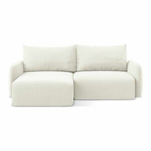 Krémszínű bársony kinyitható-tárolóhelyes sarokkanapé (bal oldali-heverő résszel) Kalena – Makamii kép