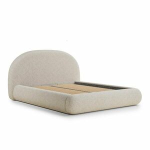 Krémszínű kárpitozott ágyneműtartós franciaágy ágyráccsal 160x200 cm Maumere – Maison de Rêve kép