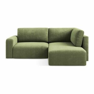 Zöld zsenília kinyitható-tárolóhelyes sarokkanapé (jobb oldali-L alakú) Kona – Makamii kép