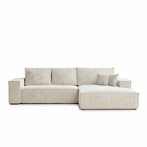 Krémszínű zsenília kinyitható-tárolóhelyes sarokkanapé (jobb oldali-heverő résszel) Maze – Maison de Rêve kép