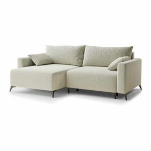 Krémszínű zsenília kinyitható-tárolóhelyes sarokkanapé (bal oldali-heverő résszel) Leon – Maison de Rêve kép