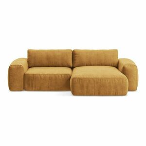 Mustársárga zsenília kinyitható sarokkanapé (jobb oldali-heverő résszel) Kuki – Makamii kép