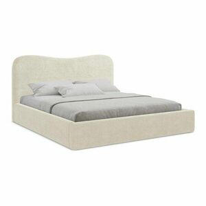 Bézs kárpitozott ágyneműtartós franciaágy ágyráccsal 140x200 cm Kahai – Makamii kép