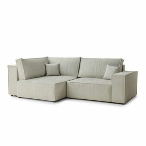 Krémszínű kordbársony kinyitható-tárolóhelyes sarokkanapé (bal oldali-L alakú) Tonga – Maison de Rêve kép