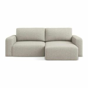 Bézs kordbársony kinyitható-tárolóhelyes sarokkanapé (jobb oldali-heverő résszel) Kona – Makamii kép