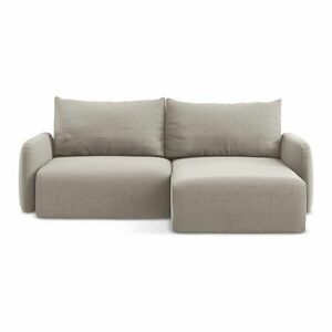 Szürkésbarna bársony kinyitható-tárolóhelyes sarokkanapé (jobb oldali-heverő résszel) Kalena – Makamii kép