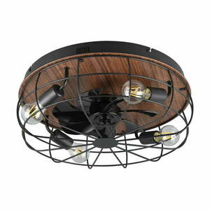 Matt fekete-barna mennyezeti lámpa távirányítóval-ventilátorral Trondheim – Reality kép