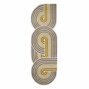 Zöld kézi szövésű gyapjú futószőnyeg 80x300 cm Spiral Shaped – Flair Rugs kép
