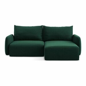 Sötétzöld bársony kinyitható-tárolóhelyes sarokkanapé (jobb oldali-heverő résszel) Kalena – Makamii kép
