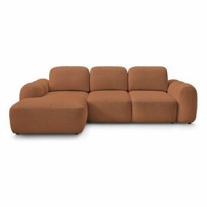 Narancssárga buklé kinyitható-tárolóhelyes sarokkanapé (bal oldali-heverő résszel) Montaigne – Bobochic Paris kép