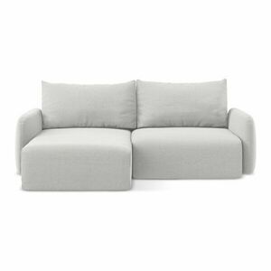 Világosszürke bársony kinyitható-tárolóhelyes sarokkanapé (bal oldali-heverő résszel) Kalena – Makamii kép