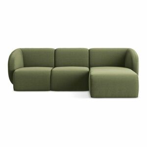 Zöld bársony sarokkanapé (jobb oldali-heverő résszel) Lani – Makamii kép
