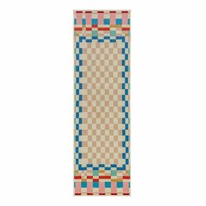 Gyapjúkeverék futószőnyeg 80x300 cm Checkered Border – Flair Rugs kép