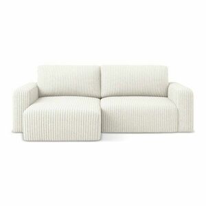 Krémszínű kordbársony kinyitható-tárolóhelyes sarokkanapé (bal oldali-heverő résszel) Kona – Makamii kép