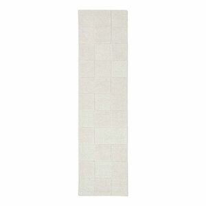 Elefántcsont színű kézi szövésű gyapjú futószőnyeg 60x230 cm Checkerboard – Flair Rugs kép