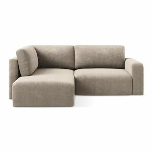 Bézs zsenília kinyitható-tárolóhelyes sarokkanapé (bal oldali-L alakú) Kona – Makamii kép