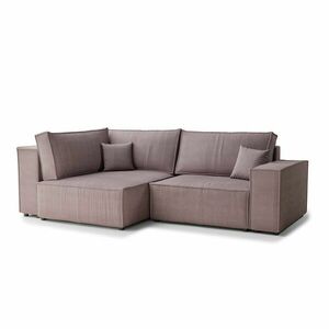 Lila kordbársony kinyitható-tárolóhelyes sarokkanapé (bal oldali-L alakú) Tonga – Maison de Rêve kép