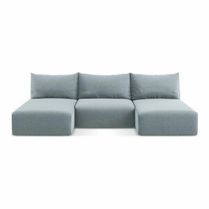 Kék bársony kinyitható-tárolóhelyes (U alakú) sarokkanapé Kalena – Makamii kép