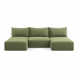 Zöld kinyitható-tárolóhelyes sarokkanapé Kalena – Makamii kép