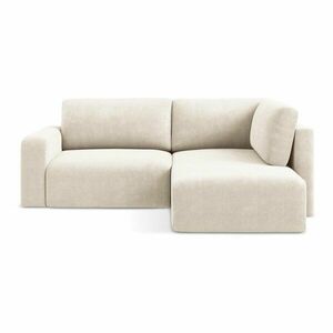 Krémszínű zsenília kinyitható-tárolóhelyes sarokkanapé (jobb oldali-L alakú) Kona – Makamii kép