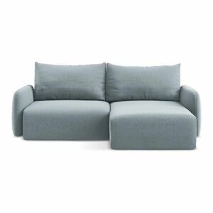 Kék bársony kinyitható-tárolóhelyes sarokkanapé (jobb oldali-heverő résszel) Kalena – Makamii kép