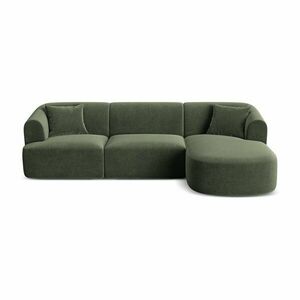 Zöld bársony sarokkanapé (jobb oldali-heverő résszel) Campi – Cosmopolitan Design kép
