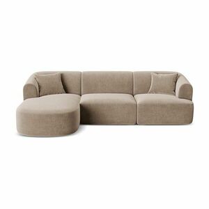 Világosbarna bársony sarokkanapé (bal oldali-heverő résszel) Campi – Cosmopolitan Design kép