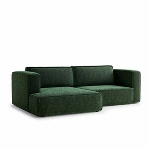 Sötétzöld zsenília kinyitható-tárolóhelyes sarokkanapé (bal oldali-heverő résszel) Velto – Maison de Rêve kép