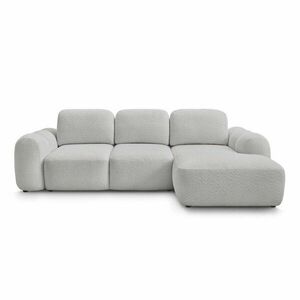 Világosszürke buklé kinyitható-tárolóhelyes sarokkanapé (jobb oldali-heverő résszel) Montaigne – Bobochic Paris kép