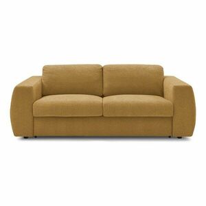 Mustársárga zsenília kinyitható kanapé mindennapos alvásra 240 cm Hugo – Bobochic Paris kép