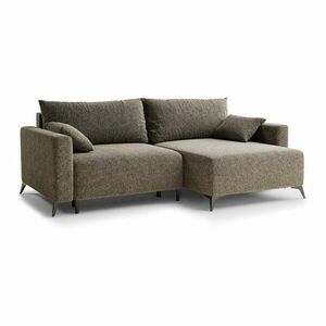 Barna zsenília kinyitható-tárolóhelyes sarokkanapé (jobb oldali-heverő résszel) Leon – Maison de Rêve kép