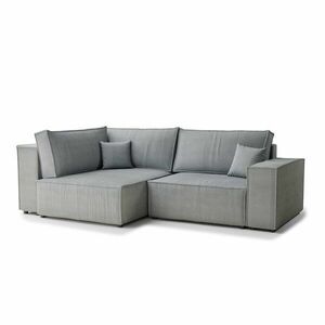 Szürke kordbársony kinyitható-tárolóhelyes sarokkanapé (bal oldali-L alakú) Tonga – Maison de Rêve kép