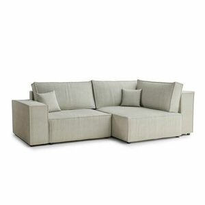 Krémszínű kordbársony kinyitható-tárolóhelyes sarokkanapé (jobb oldali-L alakú) Tonga – Maison de Rêve kép