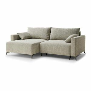 Bézs zsenília kinyitható-tárolóhelyes sarokkanapé (bal oldali-heverő résszel) Leon – Maison de Rêve kép