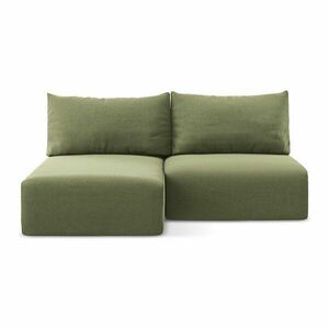 Zöld bársony kinyitható-tárolóhelyes sarokkanapé (bal oldali-heverő résszel) Kalena – Makamii kép