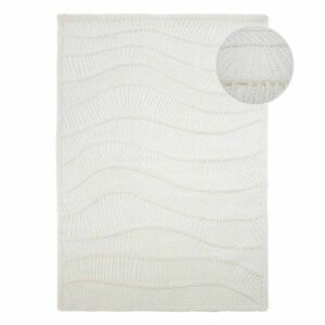 Fehér kézi szövésű gyapjúkeverék szőnyeg 160x230 cm Sculptured Wave – Flair Rugs kép