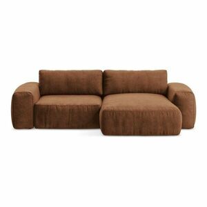 Terrakotta színű zsenília kinyitható sarokkanapé (jobb oldali-heverő résszel) Kuki – Makamii kép