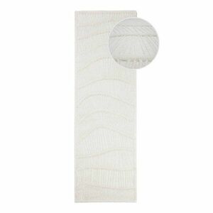 Fehér kézi szövésű gyapjúkeverék futószőnyeg 80x230 cm Sculptured Wave – Flair Rugs kép