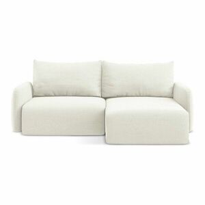 Krémszínű bársony kinyitható-tárolóhelyes sarokkanapé (jobb oldali-heverő résszel) Kalena – Makamii kép