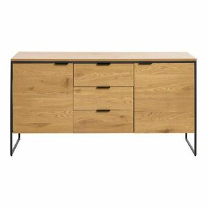 Natúr színű komód tölgyfa dekorral 155x81x45 cm Cesura – Unique Furniture kép