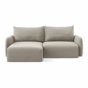 Szürkésbarna bársony kinyitható-tárolóhelyes sarokkanapé (bal oldali-heverő résszel) Kalena – Makamii kép