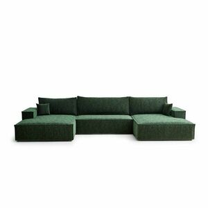 Sötétzöld zsenília kinyitható-tárolóhelyes sarokkanapé (U alakú) Kyoto – Maison de Rêve kép